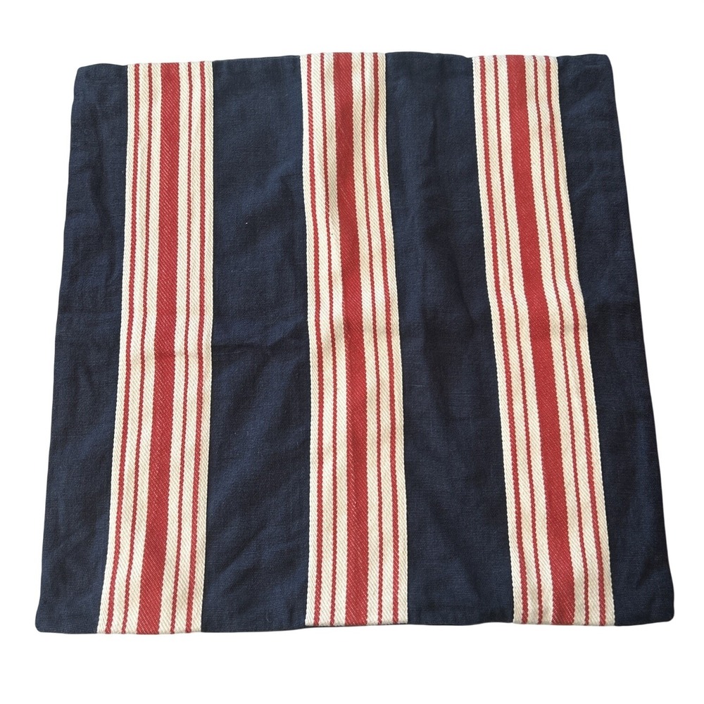 Pottery Barn "Americana Stripe" Euro Sham In Blue And Red 24" Square Canvas